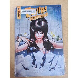 ELVIRA in HORRORLAND Metal Sign, Mistress of the Dark Bathing 🛁